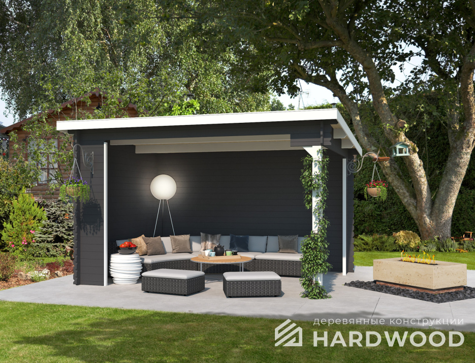 Деревянный навес беседка №62 - фото 1228