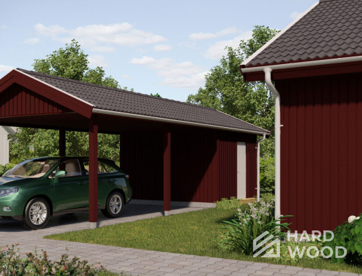 Навес для машины с хозблоком из бруса №17 - фото 1004